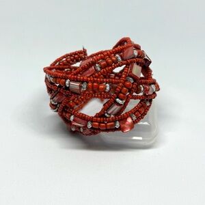 Beaded‎ Cuff Bracelet In Colorful Sienna